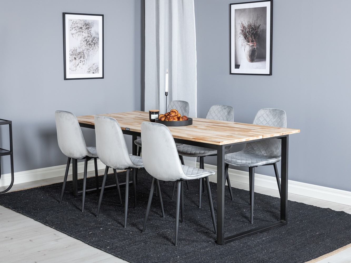 Valgomojo komplektas Dallas 1645 (Pilka + Juoda)