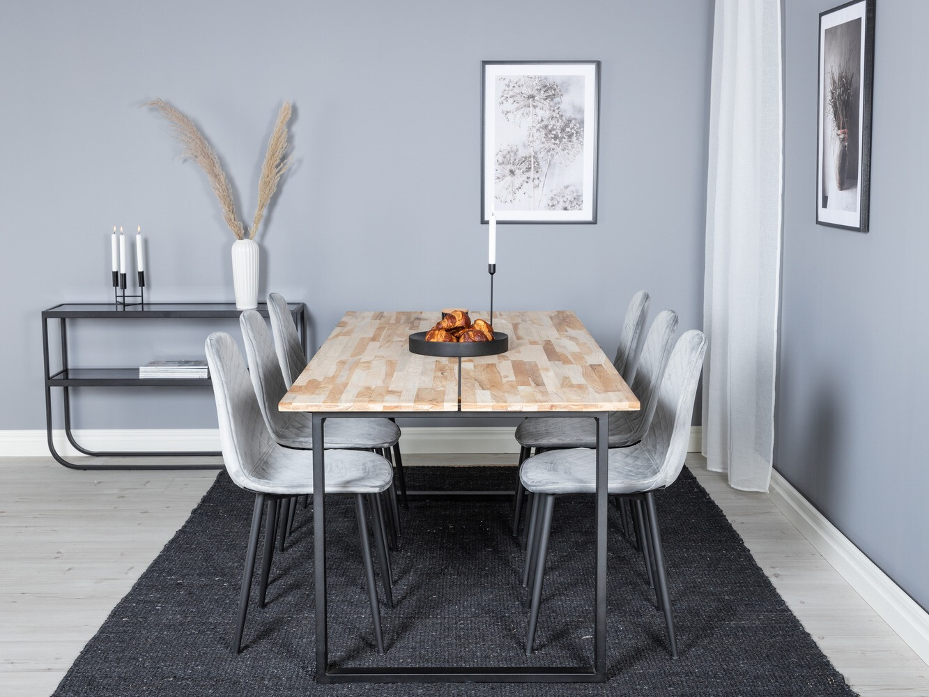 Valgomojo komplektas Dallas 1645 (Pilka + Juoda)