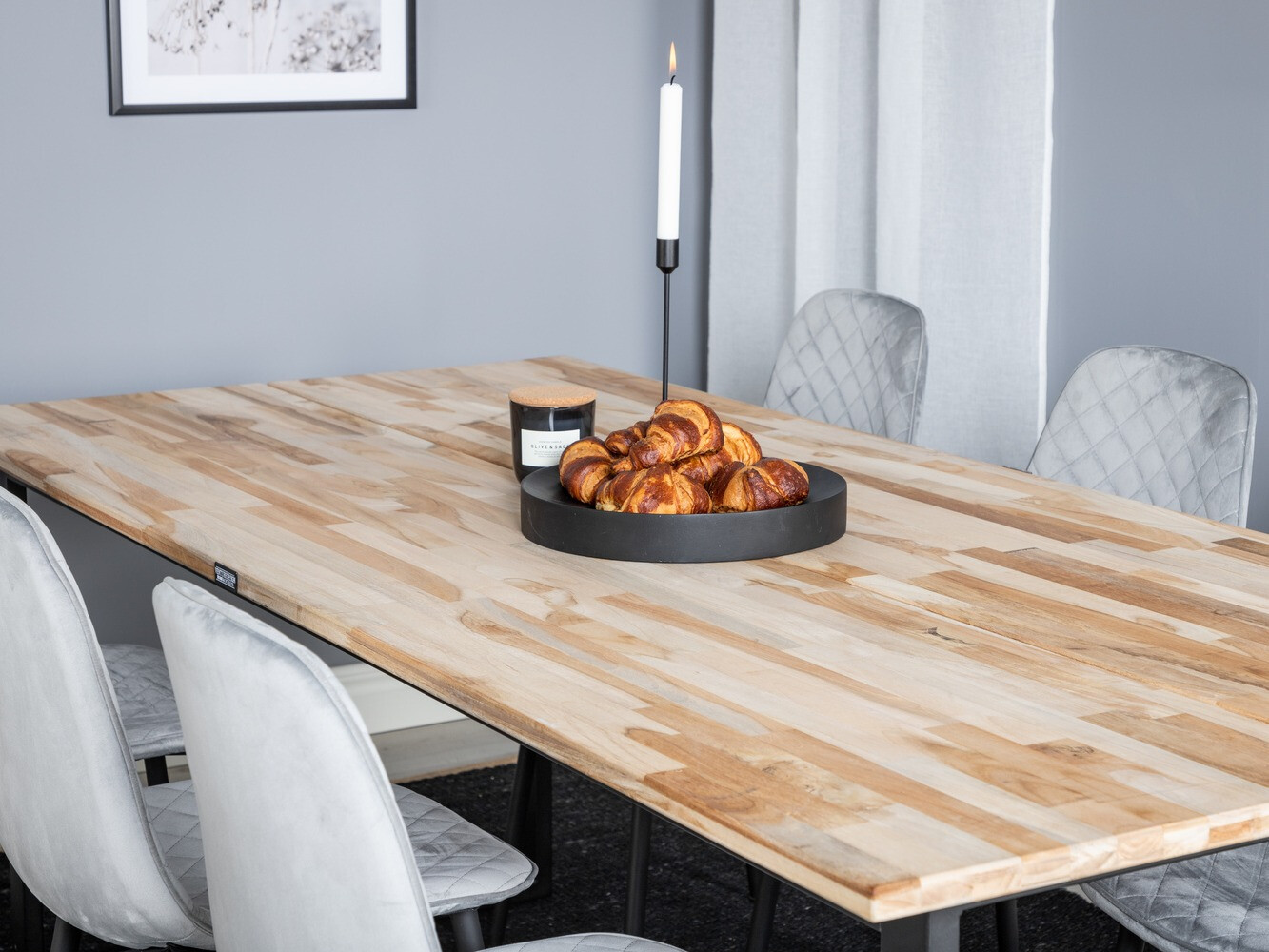 Valgomojo komplektas Dallas 1645 (Pilka + Juoda)