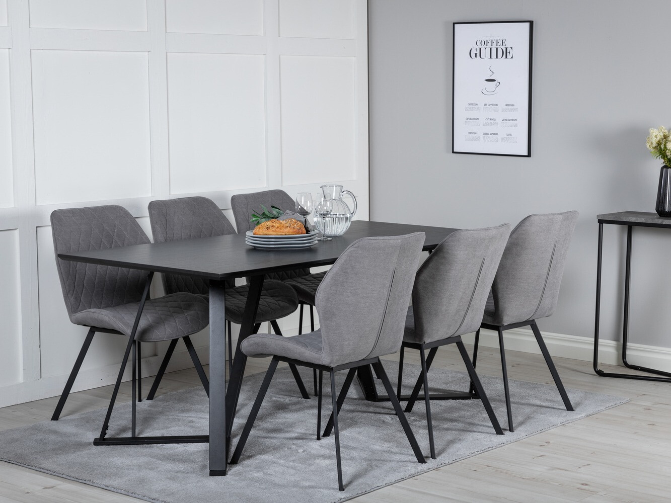 Valgomojo komplektas Dallas 1685 (Pilka + Juoda)