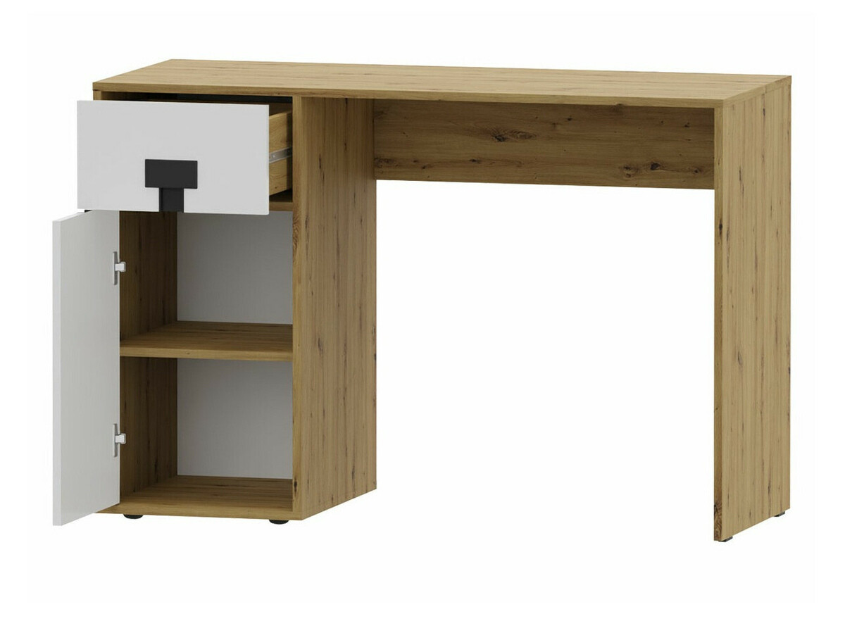 Namų biuro komplektas Florevi 104 (Matinė balta + Artisan ąžuolas)