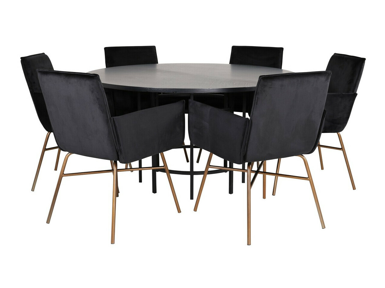 Valgomojo komplektas Dallas 2391 (Juoda + Žalvaris)