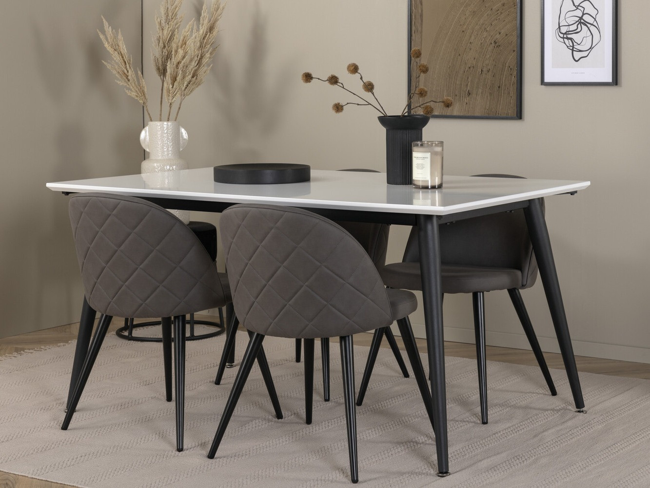 Valgomojo komplektas Dallas 2738 (Pilka + Juoda)