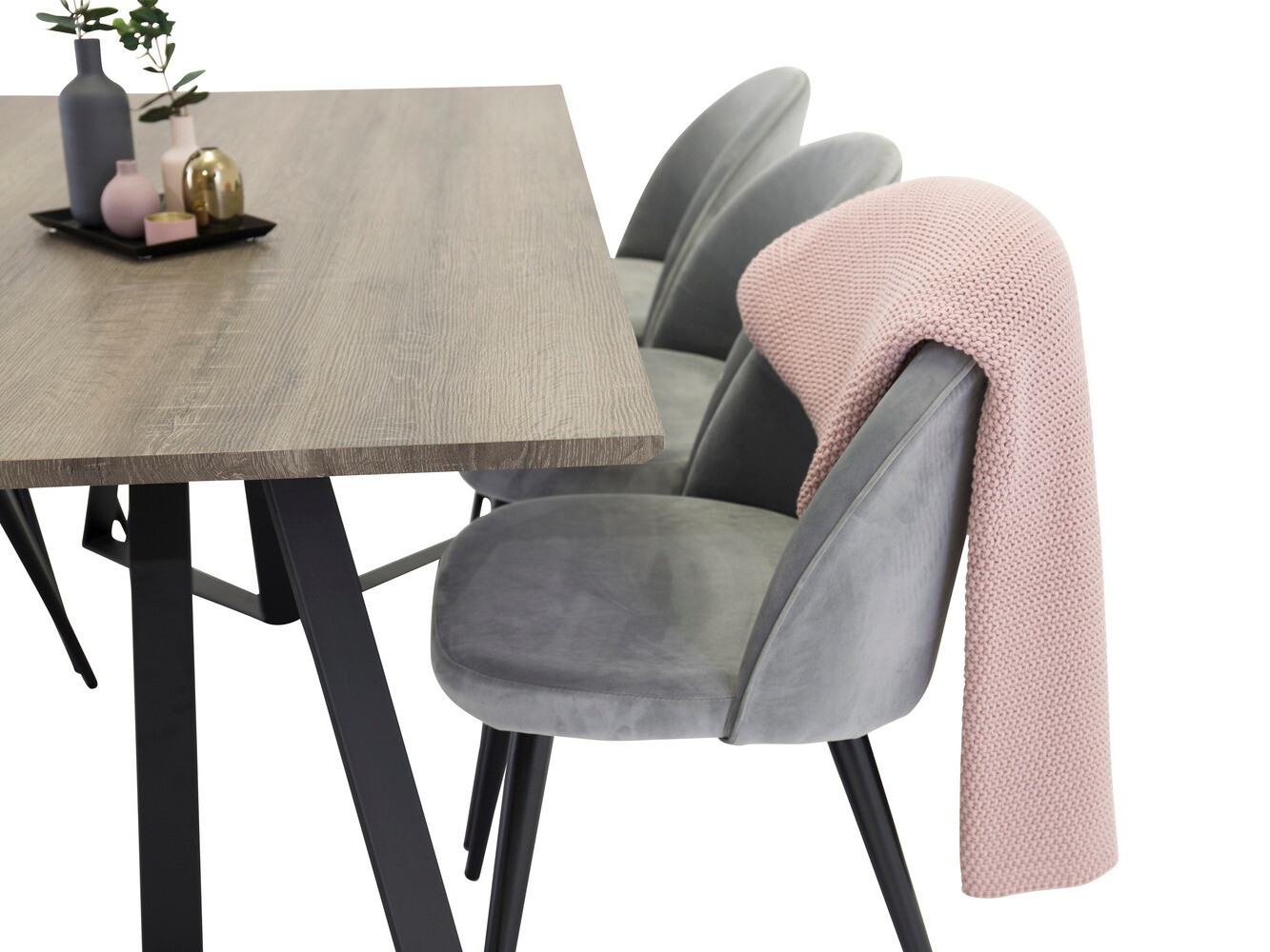 Valgomojo komplektas Dallas 340 (Pilka + Juoda)