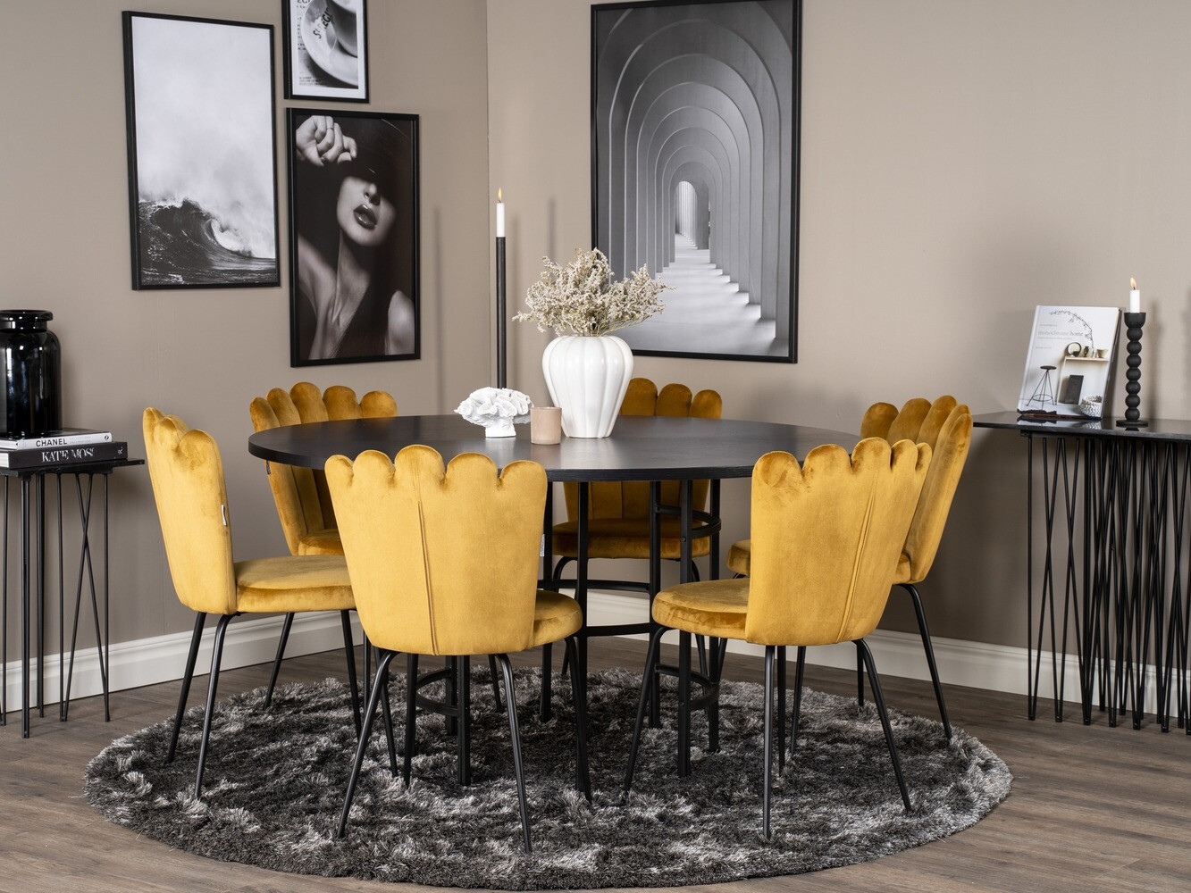 Valgomojo komplektas Dallas 317 (Geltona + Juoda)