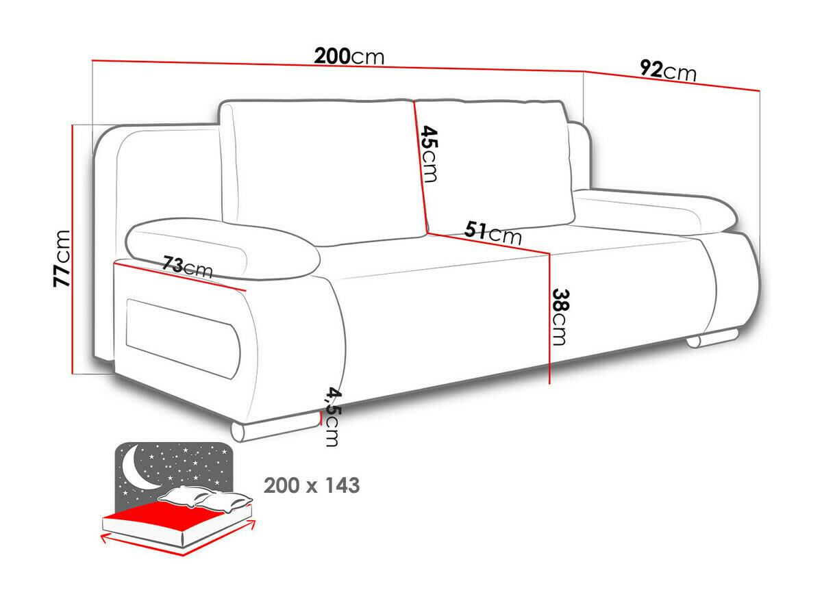 Sofa lova Comfivo 144 (Poso 100 + Paros 01)