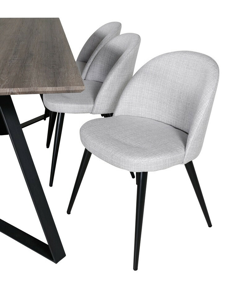 Valgomojo komplektas Dallas 340 (Šviesi pilka + Juoda)