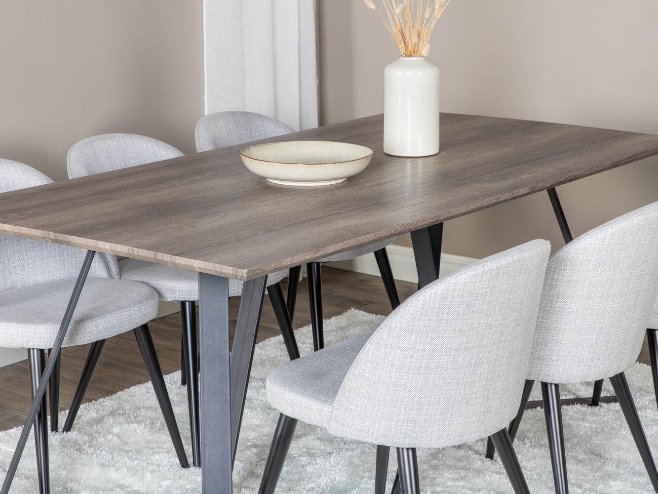 Valgomojo komplektas Dallas 340 (Šviesi pilka + Juoda)