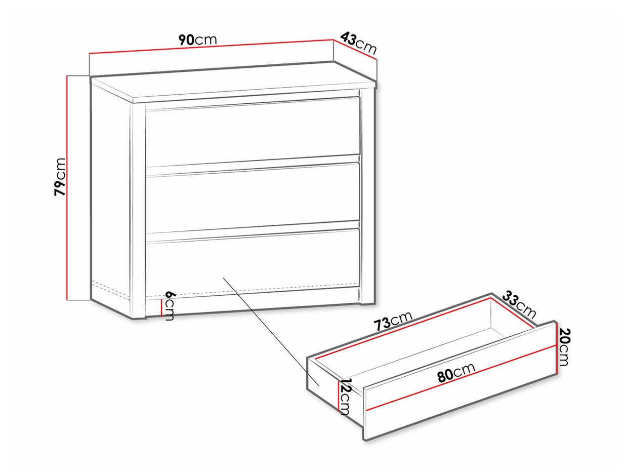 Komoda Deldale 100 (Artisan ąžuolas + Pilka)