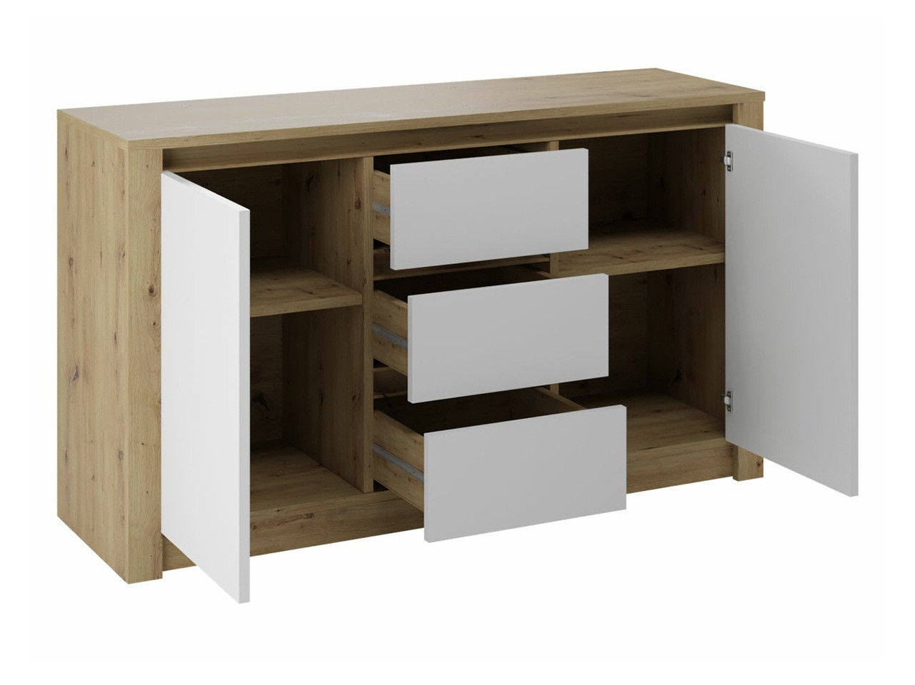 Komoda Deldale 101 (Artisan ąžuolas + Pilka)