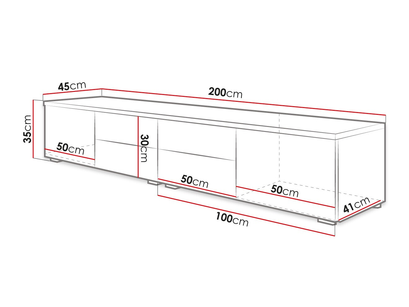 TV staliukas Hortus (Balta + Blizgi balta)