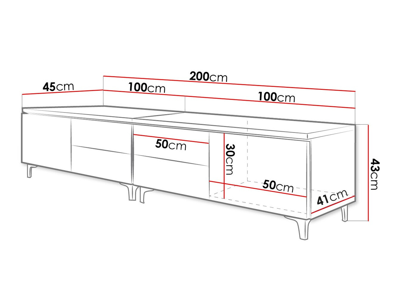 TV staliukas Hortus I (Balta + Blizgi balta)