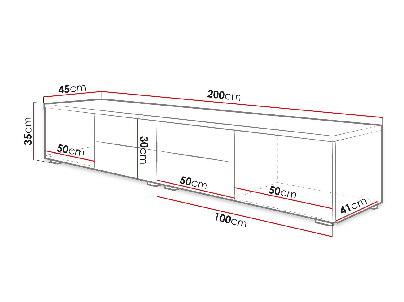 TV staliukas Nashville 129 (Balta + Blizgi juoda)