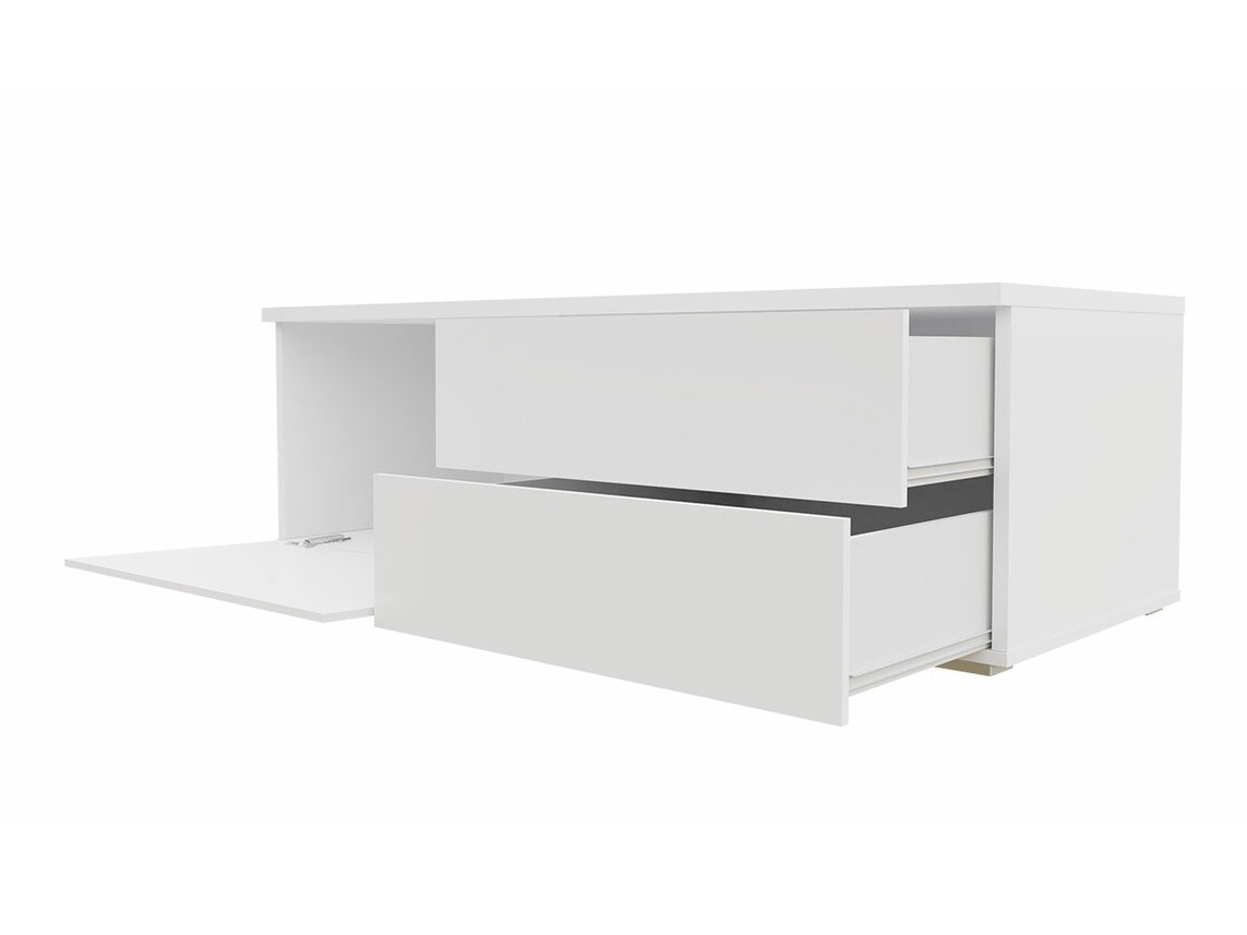 TV staliukas Nashville 129 (Balta + Blizgi juoda)