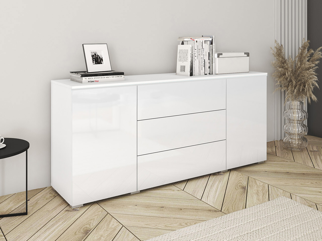 Komoda Mirfivo 102 (Balta + Blizgi balta)