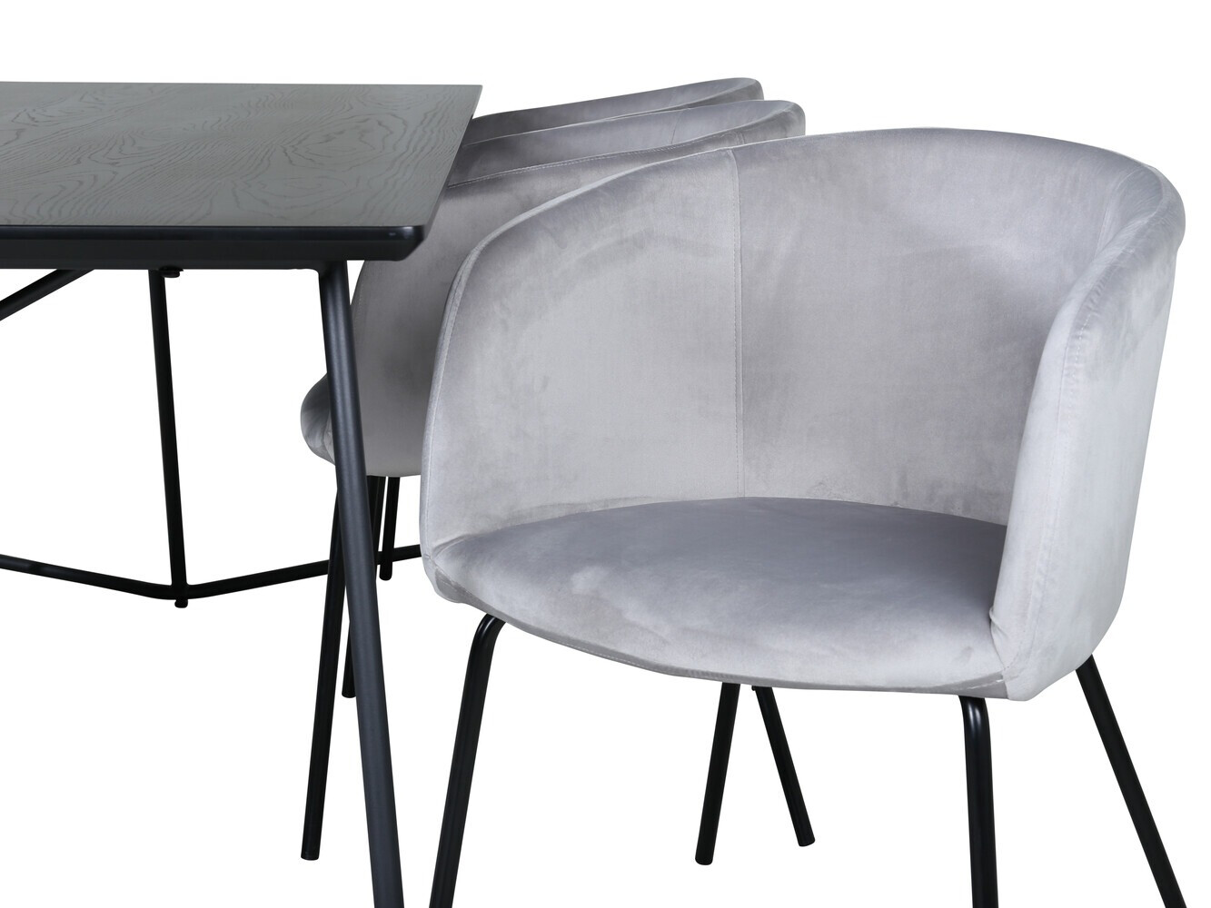 Valgomojo komplektas Dallas 2569 (Šviesi pilka + Juoda)