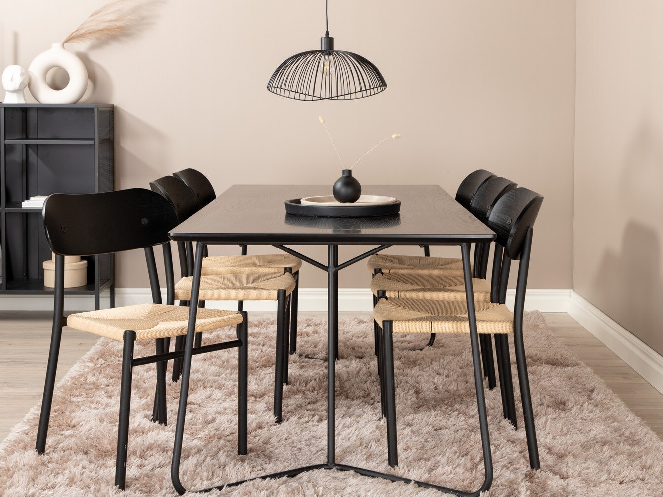 Valgomojo komplektas Dallas 2716 (Juoda + Šviesi ruda)