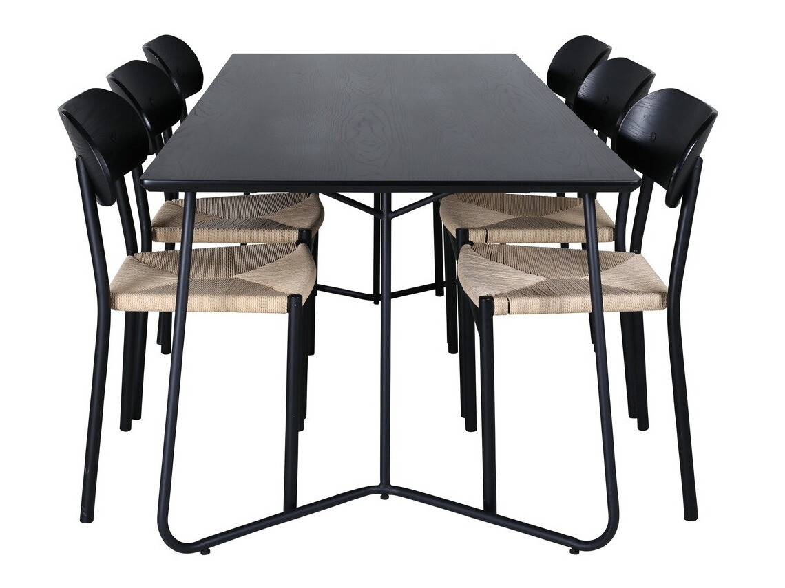 Valgomojo komplektas Dallas 2716 (Juoda + Šviesi ruda)