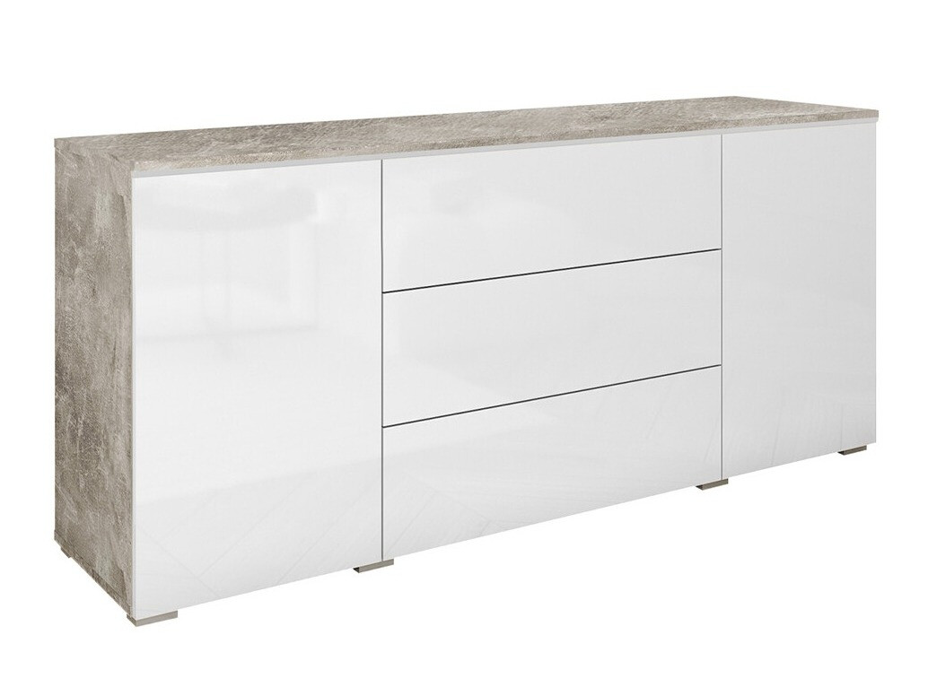 Komoda Mirfivo 102 (Betonas + Blizgi balta)