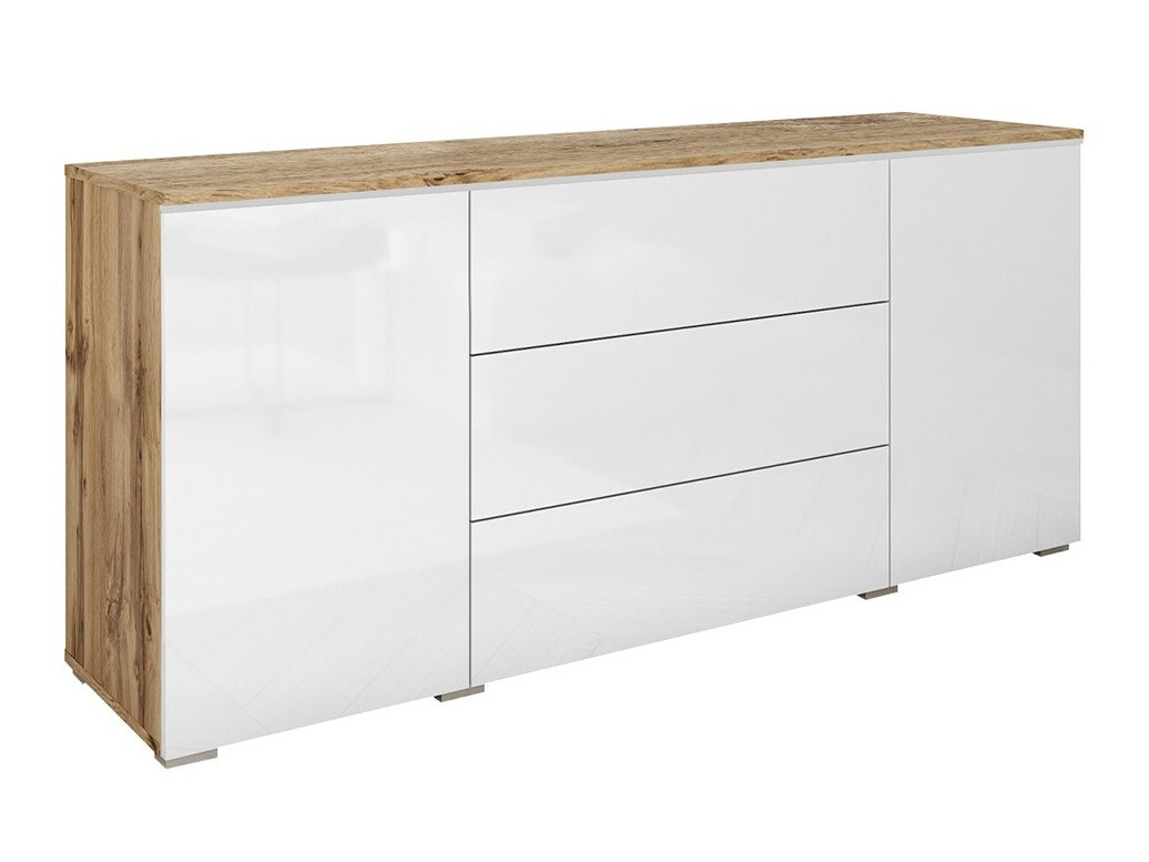 Komoda Mirfivo 102 (Votan ąžuolas + Blizgi balta)
