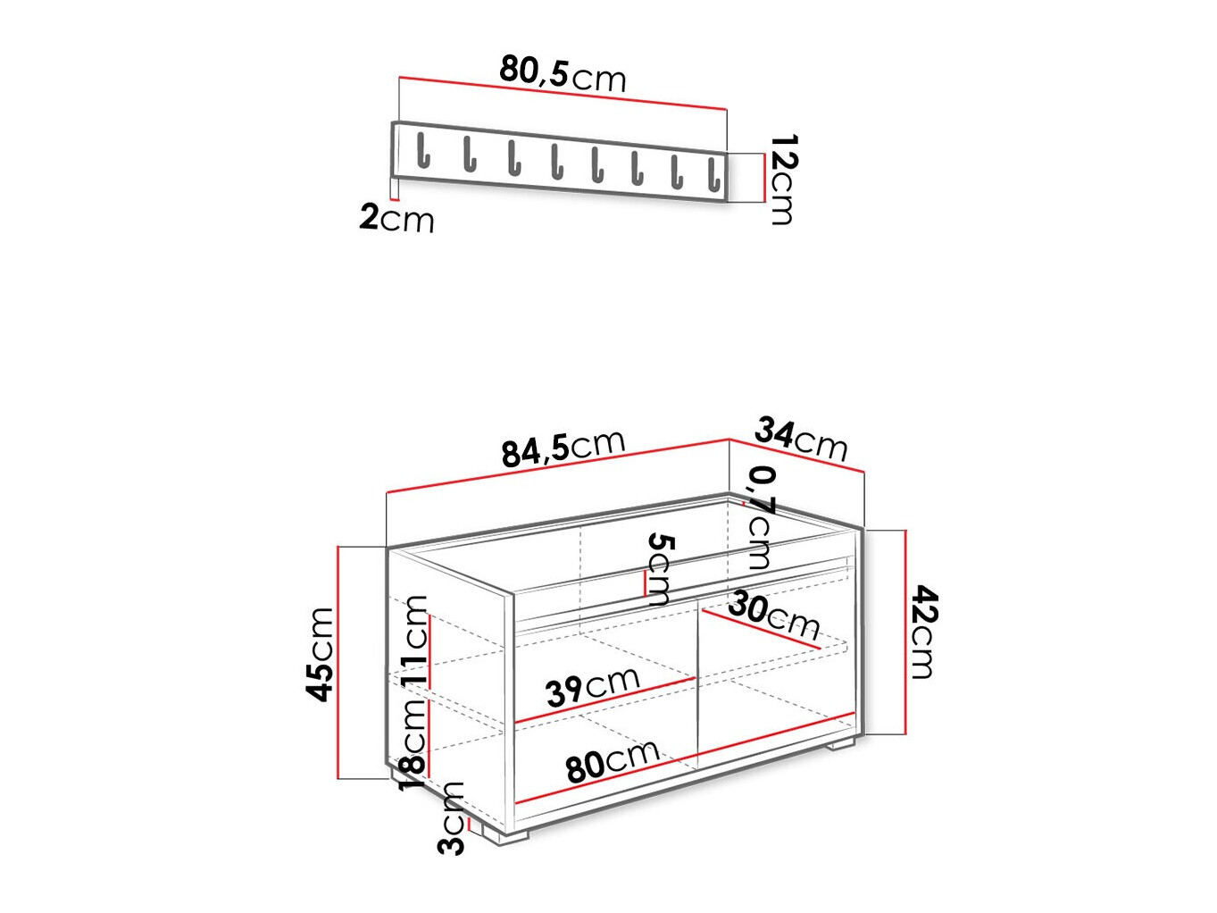 Prieškambario komplektas Comfivo Pinus III