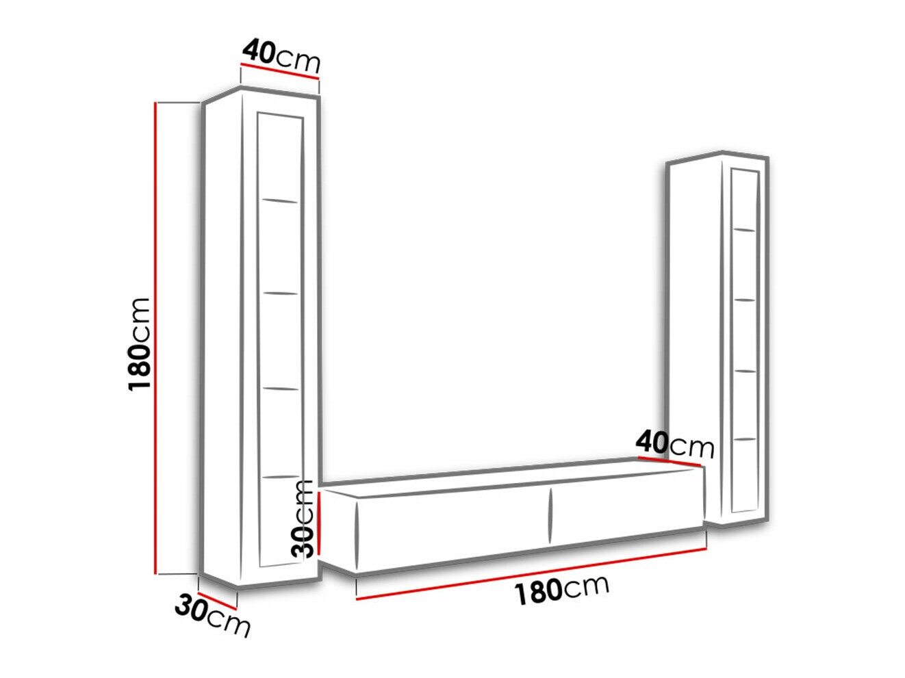 Svetainės komplektas Venenou 140 (Balta + Blizgi balta)