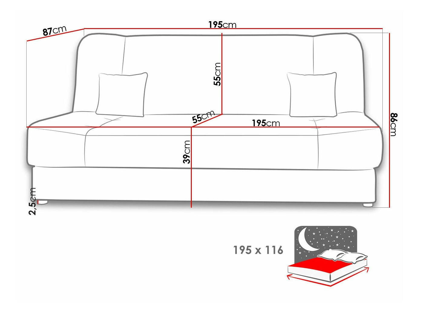 Sofa lova Comfivo Cera I (Alova 04 + Alova 71)