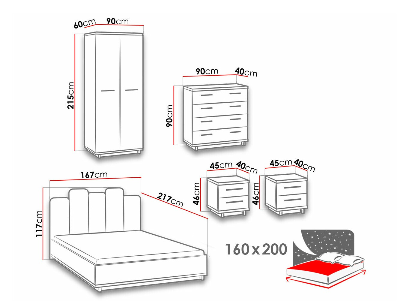 Miegamojo komplektas Morlira 117