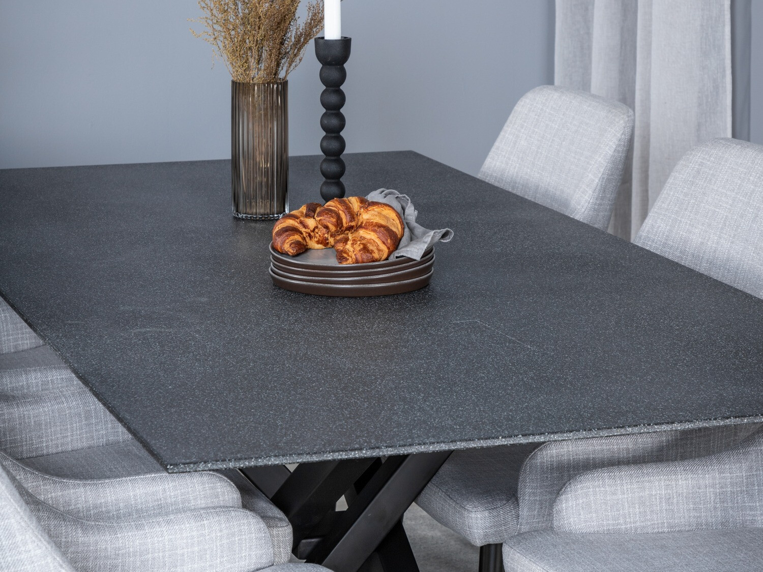 Valgomojo komplektas Dallas 1803 (Juoda + Šviesi pilka)