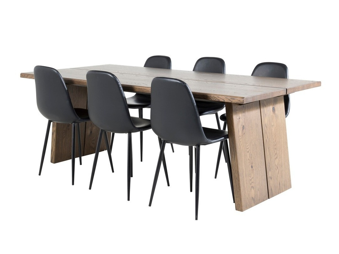 Valgomojo komplektas Dallas 1841 (Tamsus ąžuolas + Juoda)