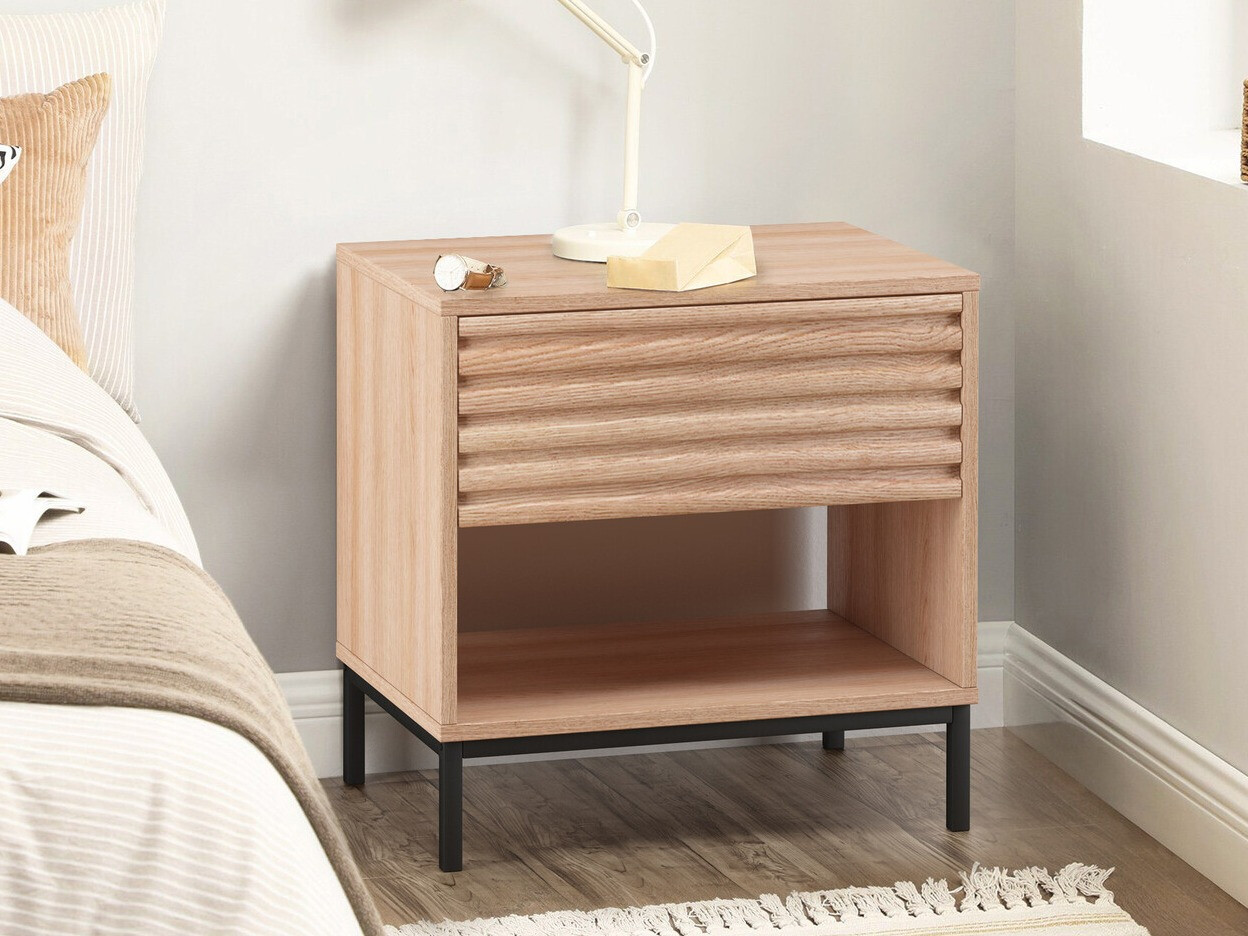 Naktinis staliukas Denton 845 (Juoda + Ąžuolas)