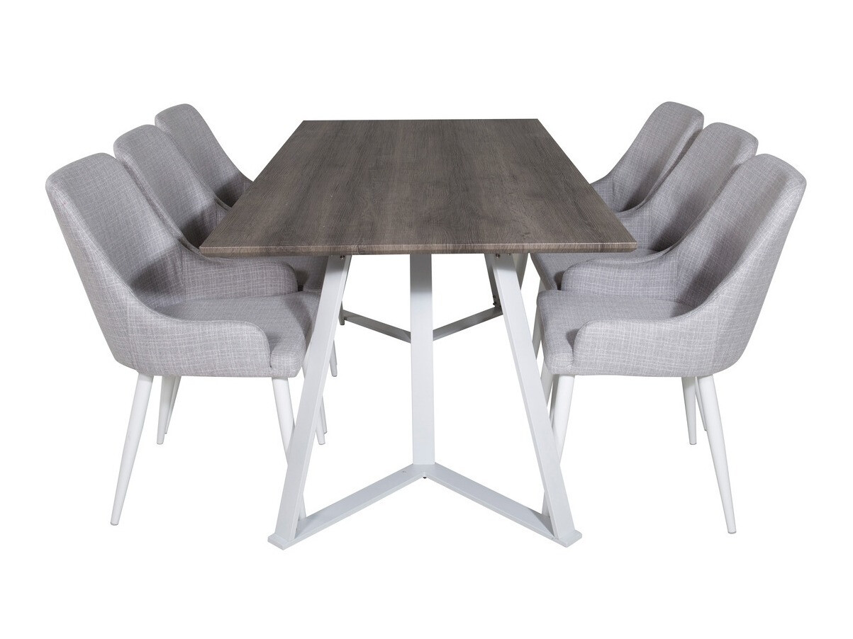 Valgomojo komplektas Dallas 1973 (Balta + Šviesi pilka)