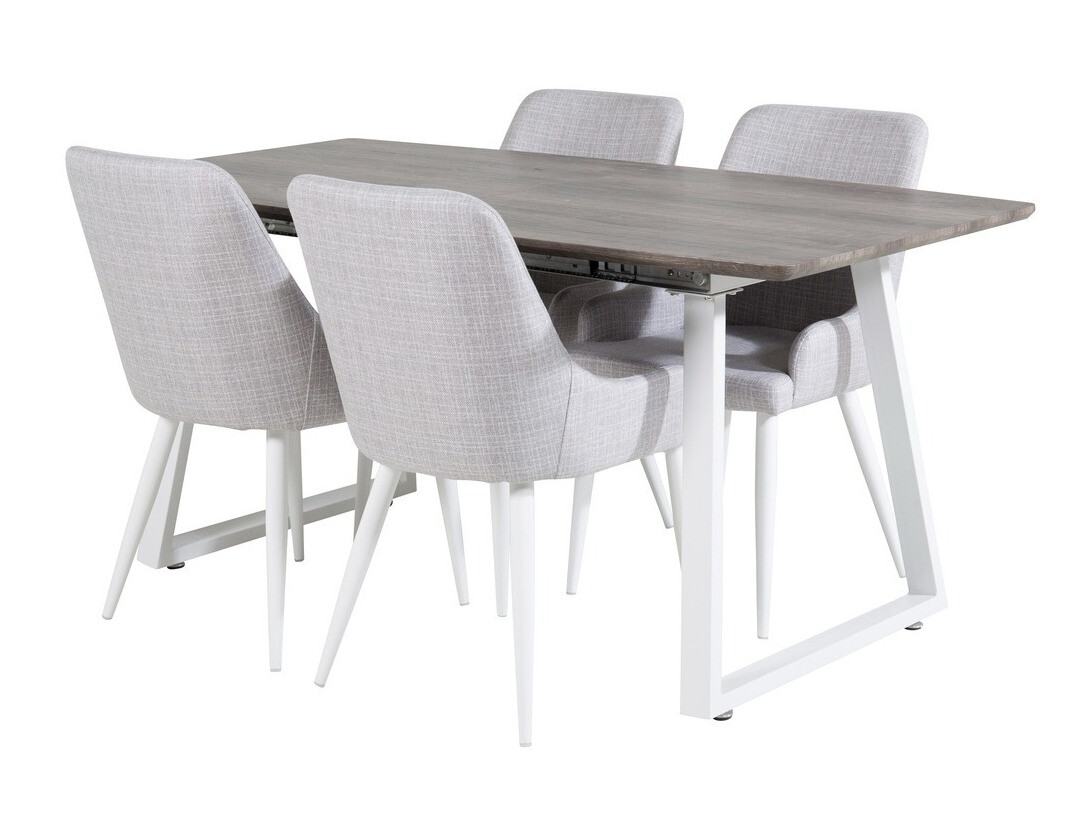 Valgomojo komplektas Dallas 1978 (Balta + Šviesi pilka)