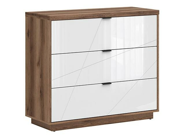 Komoda Fivale 118 (Tamsus Delano ąžuolas + Blizgi balta)