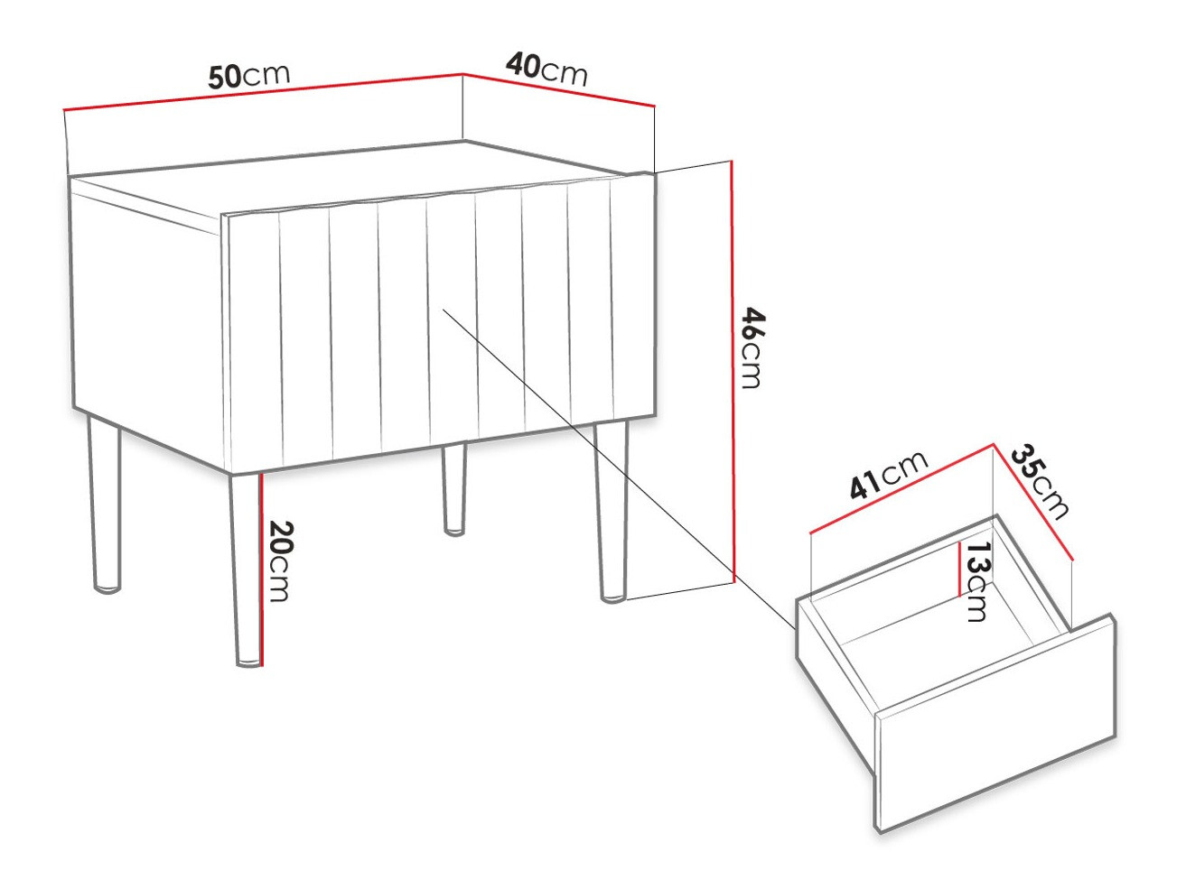 Naktinis staliukas Amplexal (Blizgi juoda + Juoda)