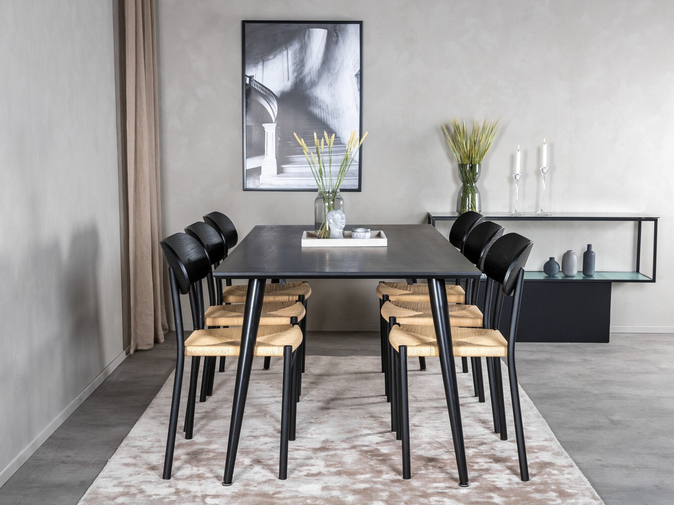 Valgomojo komplektas Dallas 2574 (Juoda + Ruda)