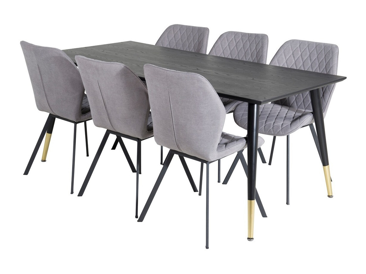 Valgomojo komplektas Dallas 2582 (Juoda + Žalvaris)