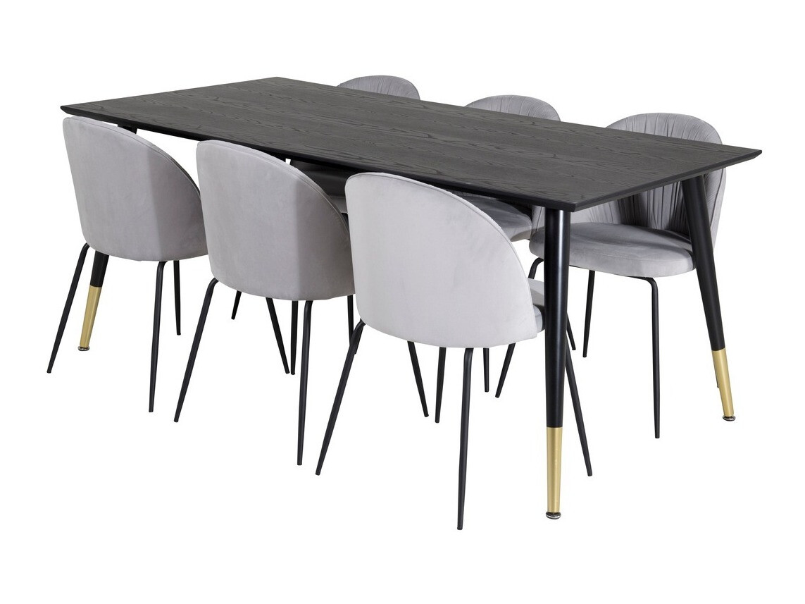 Valgomojo komplektas Dallas 2600 (Juoda + Žalvaris)