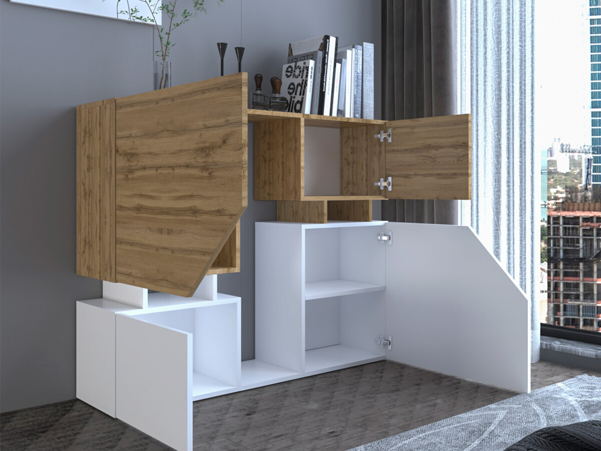 Svetainės komplektas Comfivo Daldune I (Votan ąžuolas + Antracitas)