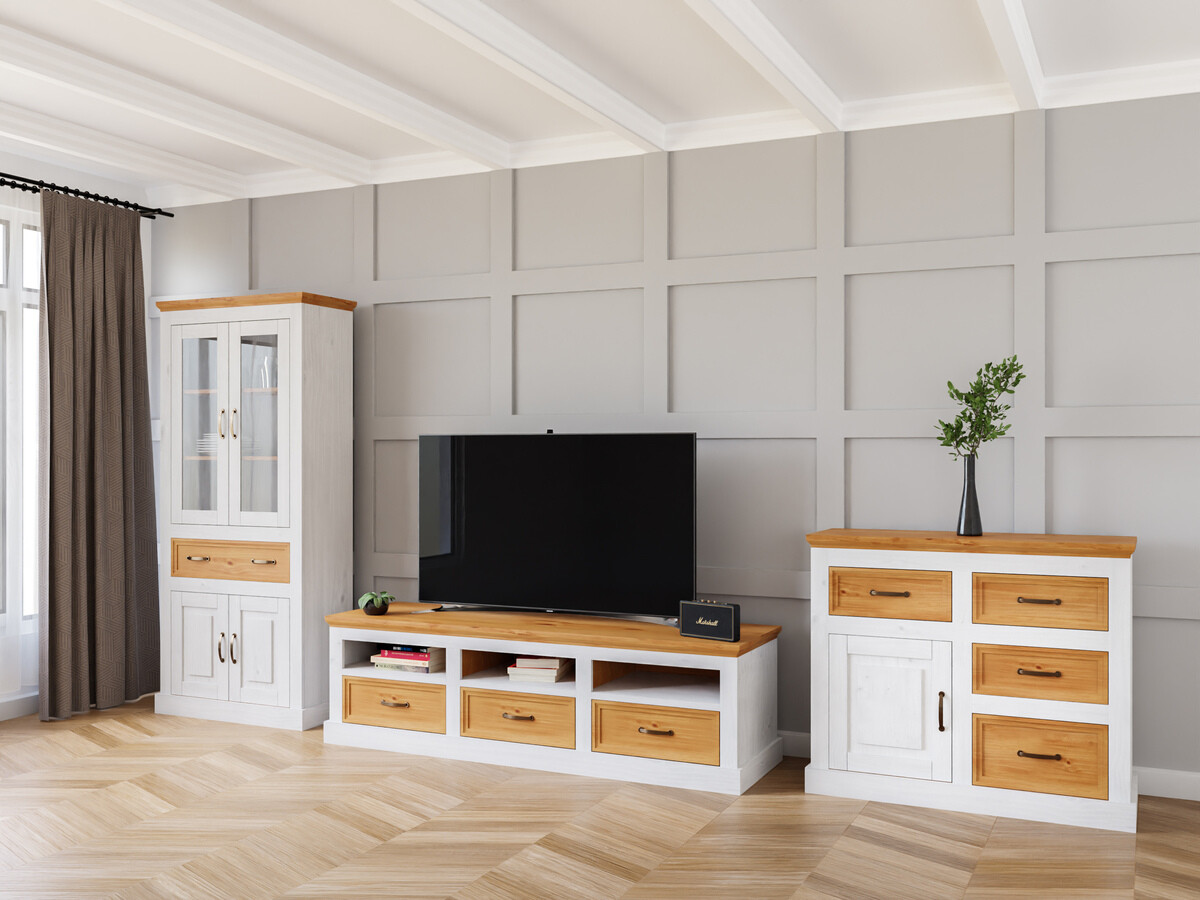 Svetainės komplektas Tolelio 115 (Balta + Pušis)