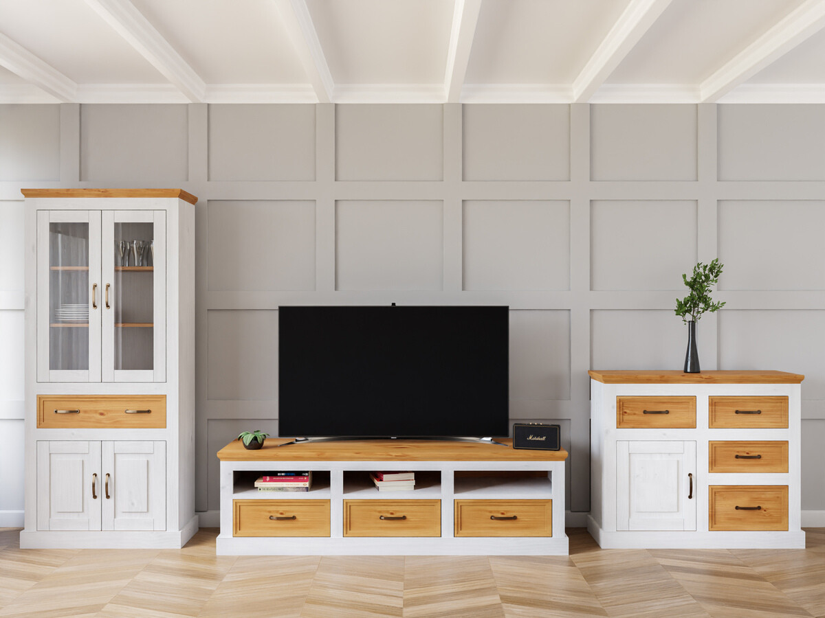 Svetainės komplektas Tolelio 115 (Balta + Pušis)