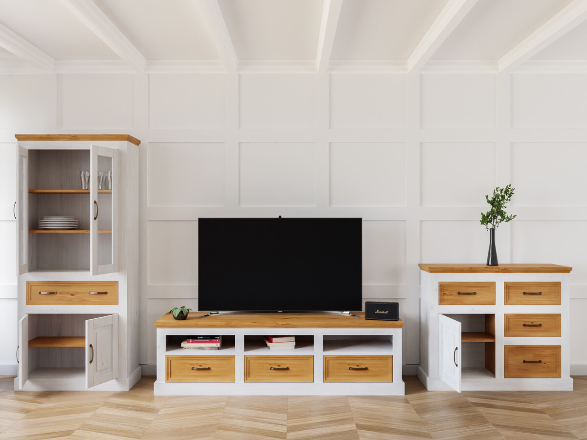 Svetainės komplektas Tolelio 115 (Balta + Pušis)