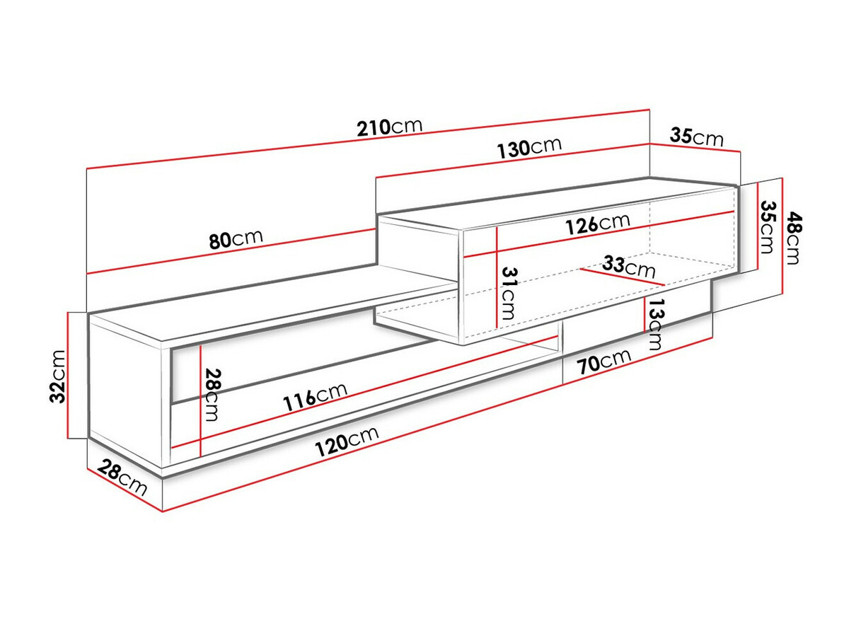 TV staliukas Pinos (Balta + Votan ąžuolas)