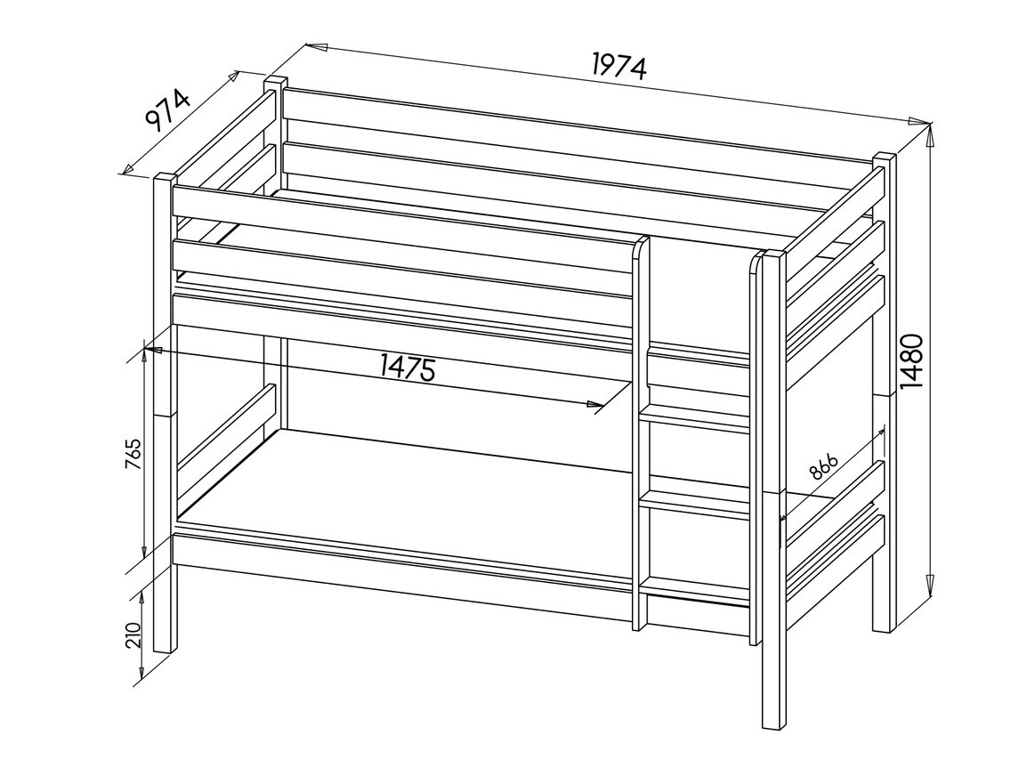 Dviaukštė lova Ogden 163 (Antracitas)