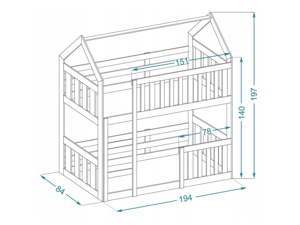 Dviaukštė lova Aurora 175 (Pušis)