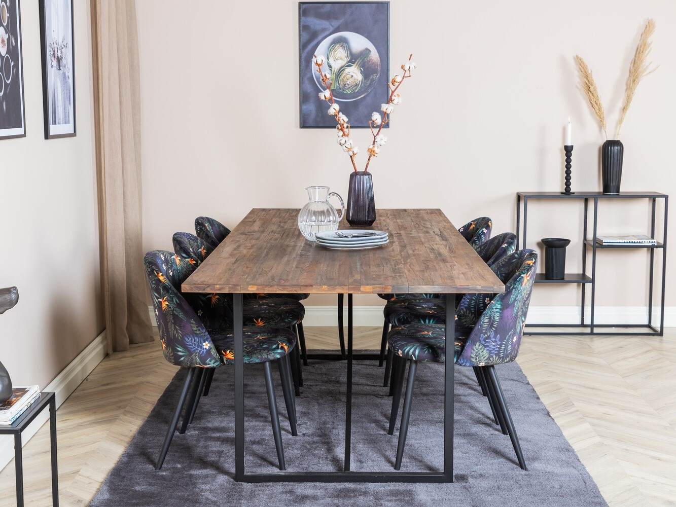 Valgomojo komplektas Dallas 1598 (Gėlių raštas)