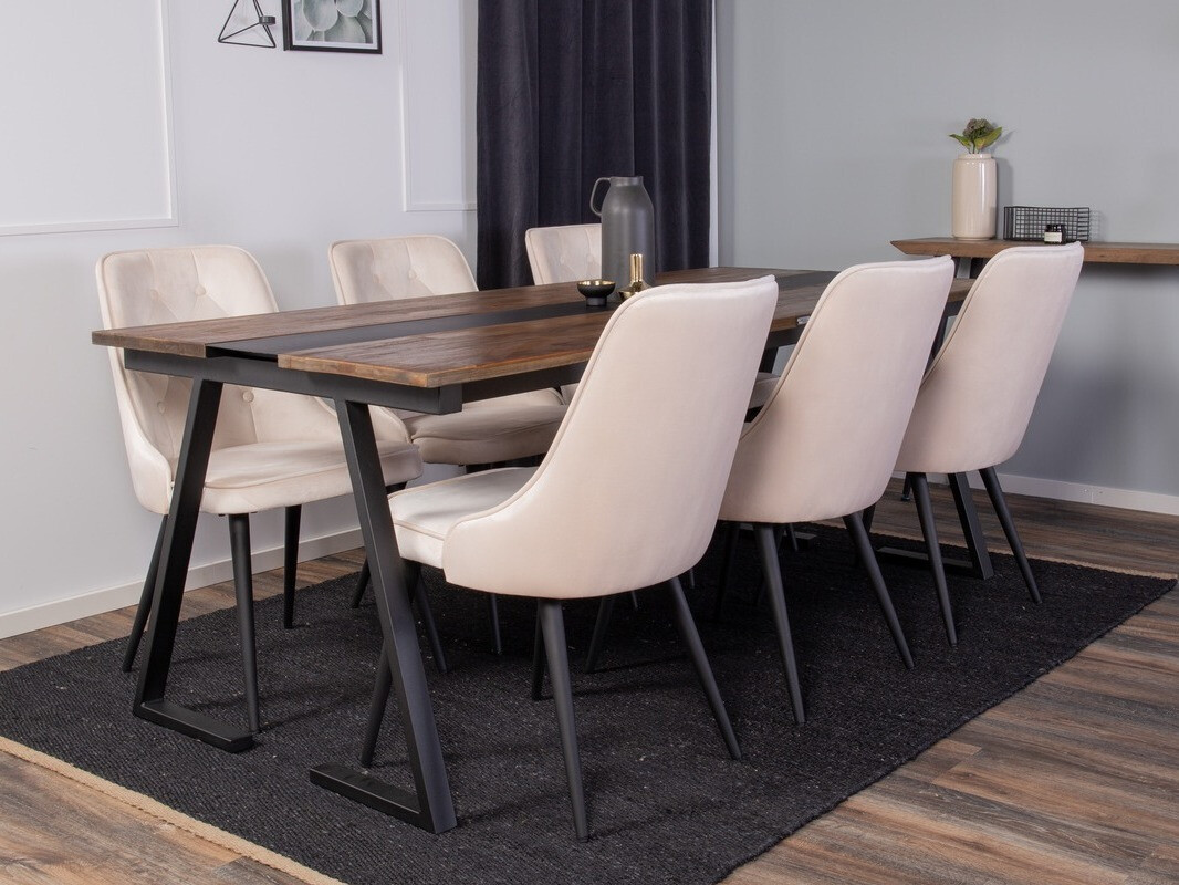 Valgomojo komplektas Dallas 1934 (Juoda + Smėlinė)