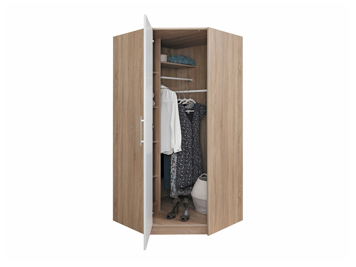 Kampinė spinta Cavmero 106 (Sonomos ąžuolas + Balta)