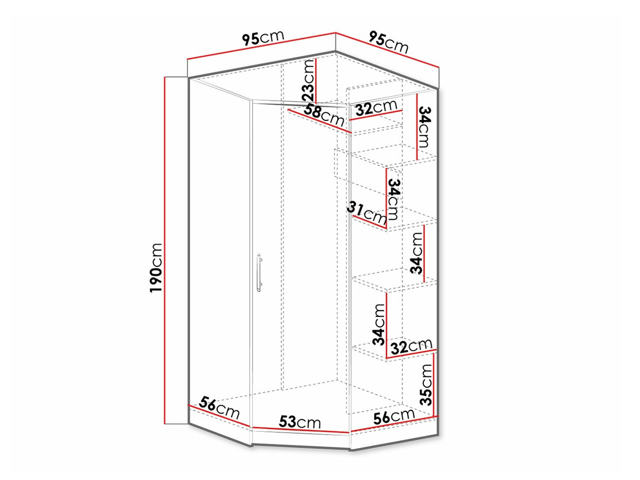 Kampinė spinta Cavmero 106 (Sonomos ąžuolas + Balta)