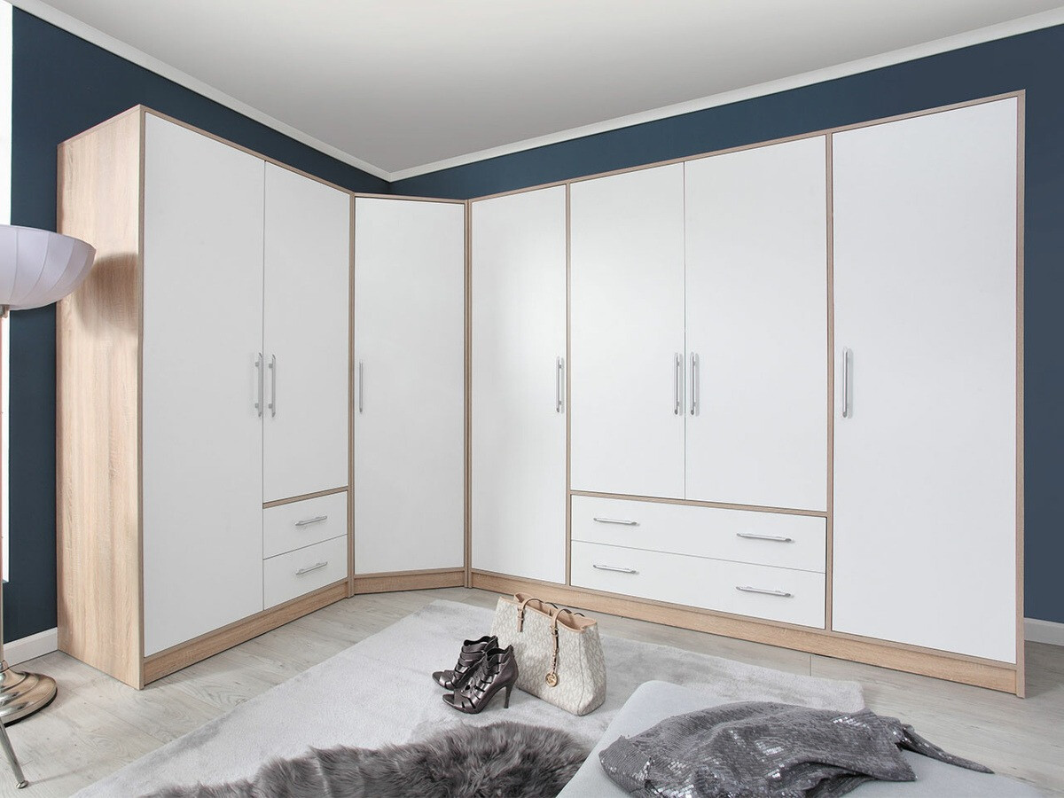 Kampinė spinta Cavmero 106 (Sonomos ąžuolas + Balta)